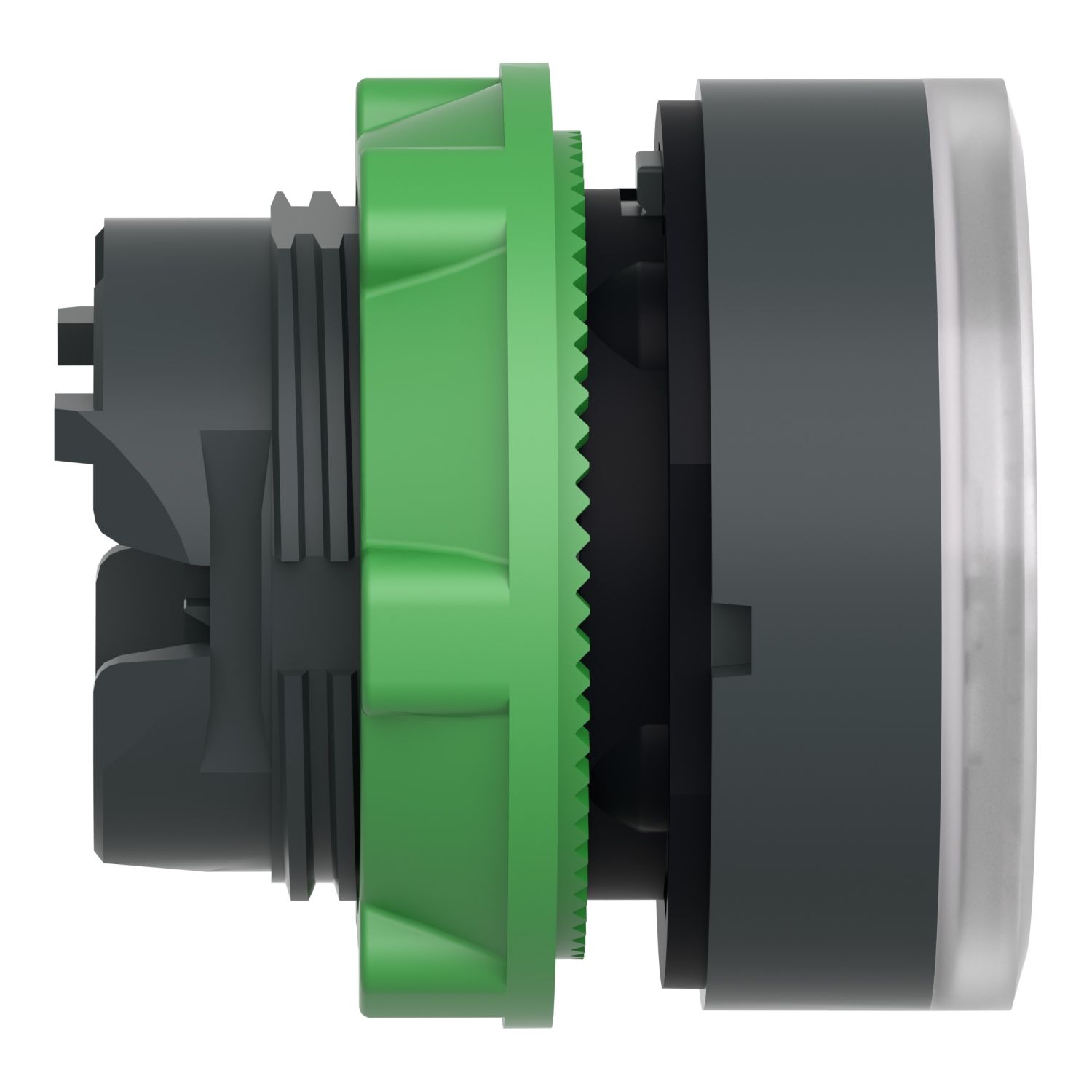 Picture of Head for illuminated push button, Harmony XB5, plastic, white flush, 22mm, universal LED, for insetion of legend