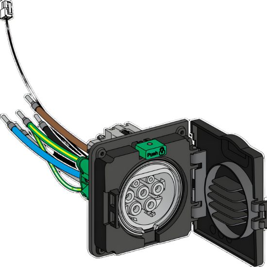 Picture of T2S socket-outlet subassembly 1-Ph IEC - Wallbox spare part