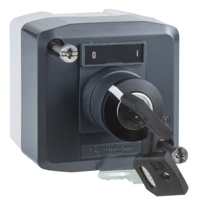 Picture of Control station, Harmony XALD XALK, plastic, dark grey lid, 1 selector key switch 22mm, 1NO