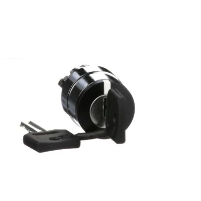 Picture of Key switch selector head, Harmony XB4, metal, black, 22mm, key 455, 2 positions, stay put