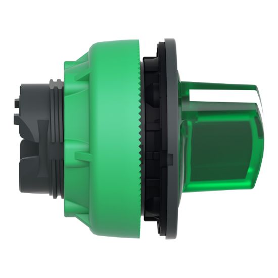 Picture of Head for illuminated selector switch, Harmony XB5, universal LED,  green handle, flush, 22mm, 2 positions, stay put