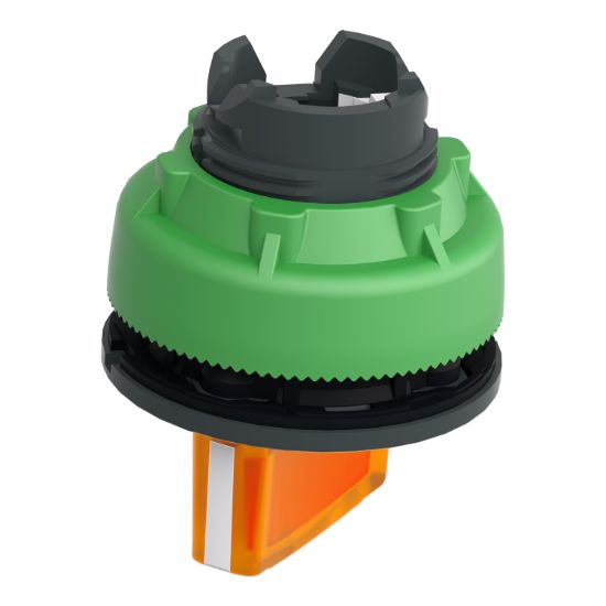 Picture of Head for illuminated selector switch, Harmony XB5, plastic, orange handle, universal LED, 2 positions, stay put