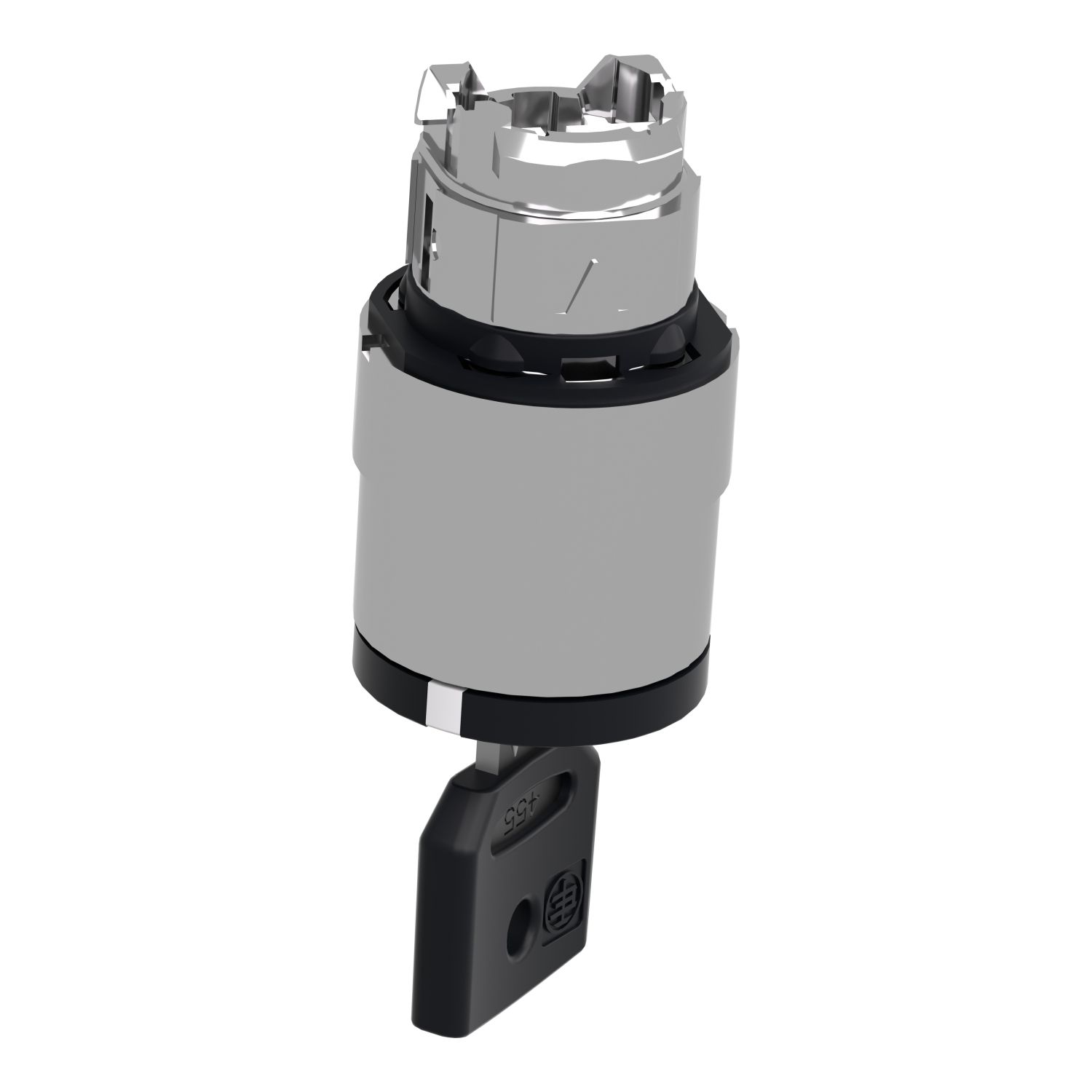 Picture of Key switch selector head, Harmony XB4, metal, black, 22mm, key 458A, 2 positions, stay put
