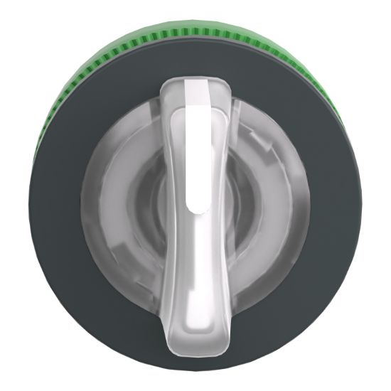 Picture of Head for illuminated selector switch, Harmony XB5, plastic, white handle, flush mounted, universal LED, 3 positions