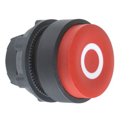 Picture of Projecting push button head 40mm, Harmony XB5, plastic, red, 22mm, spring return, marked O