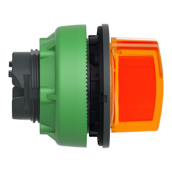 Picture of Head for illuminated selector switch, Harmony XB5, plastic, orange handle, flush mounted, universal LED, 3 positions