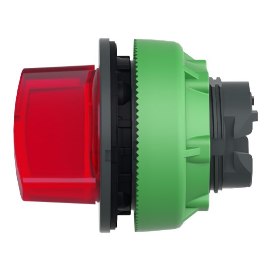 Picture of Head for illuminated selector switch, Harmony XB5, plastic, red handle, universal LED, 2 positions, spring return