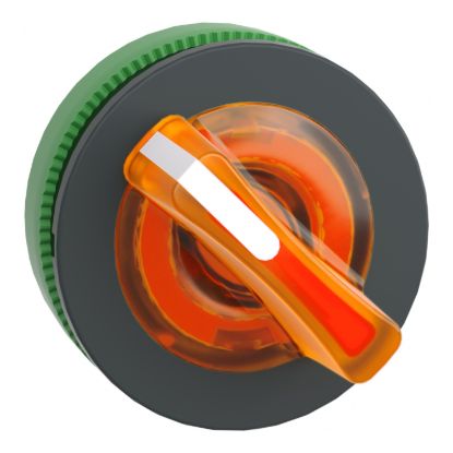 Picture of Head for illuminated selector switch, Harmony XB5, plastic, orange handle, universal LED, 2 positions, spring return