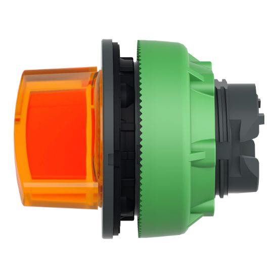 Picture of Head for illuminated selector switch, Harmony XB5, plastic, orange handle, universal LED, 2 positions, spring return