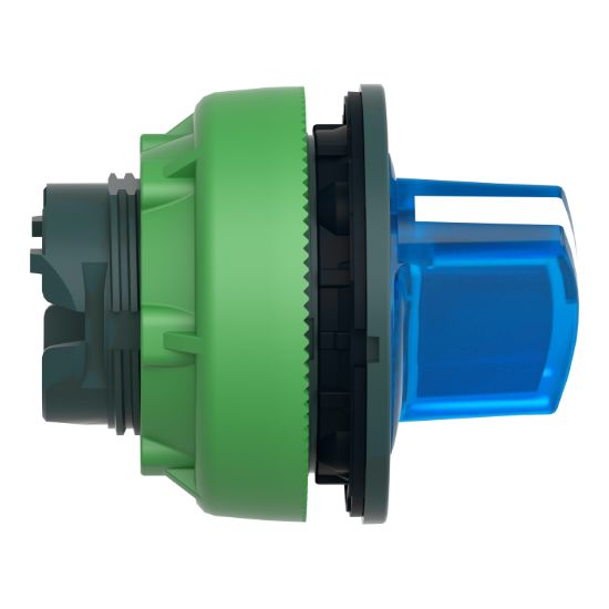 Picture of Head for illuminated selector switch, Harmony XB5, plastic, blue handle, universal LED, 2 positions, spring return
