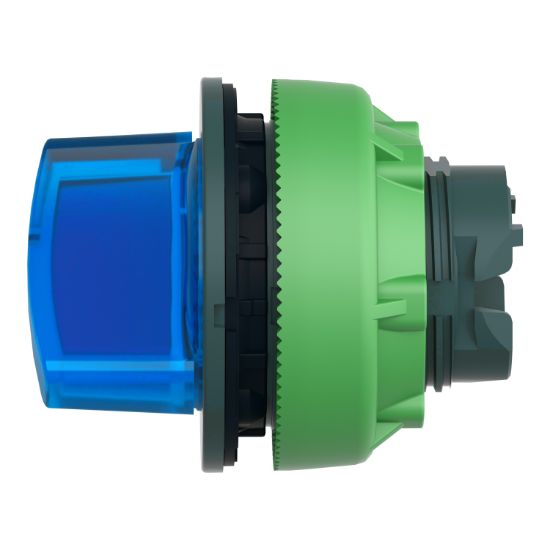 Picture of Head for illuminated selector switch, Harmony XB5, plastic, blue handle, universal LED, 2 positions, spring return