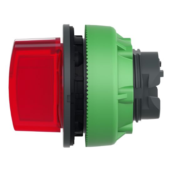 Picture of Head for illuminated selector switch, Harmony XB5, plastic, red handle, universal LED, 3 positions, to center