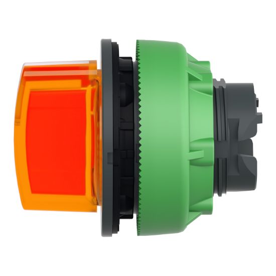 Picture of Head for illuminated selector switch, Harmony XB5, plastic, orange handle, universal LED, 3 positions, to center