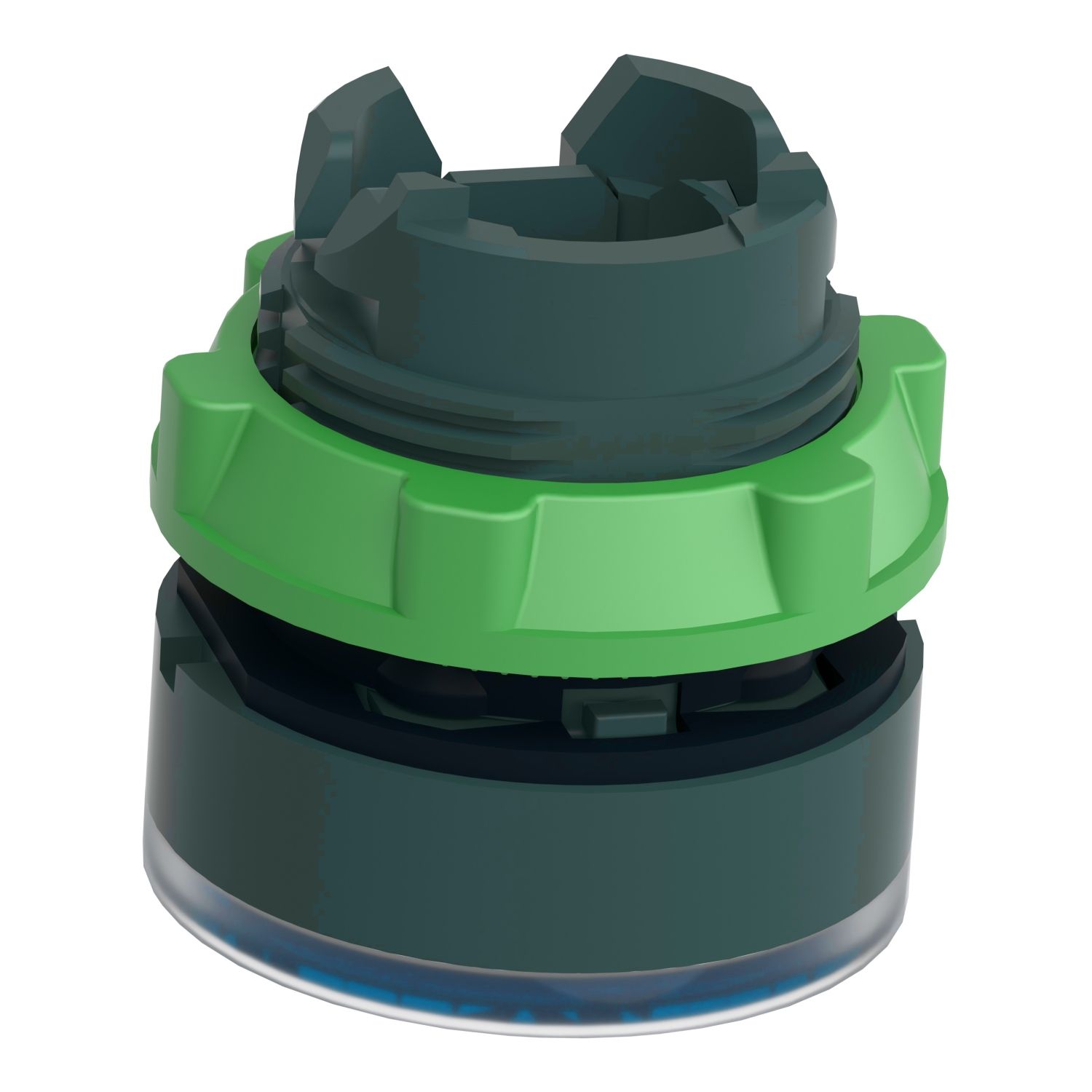 Picture of Head for illuminated push button, Harmony XB5, plastic, blue flush, 22mm, universal LED, for insetion of legend