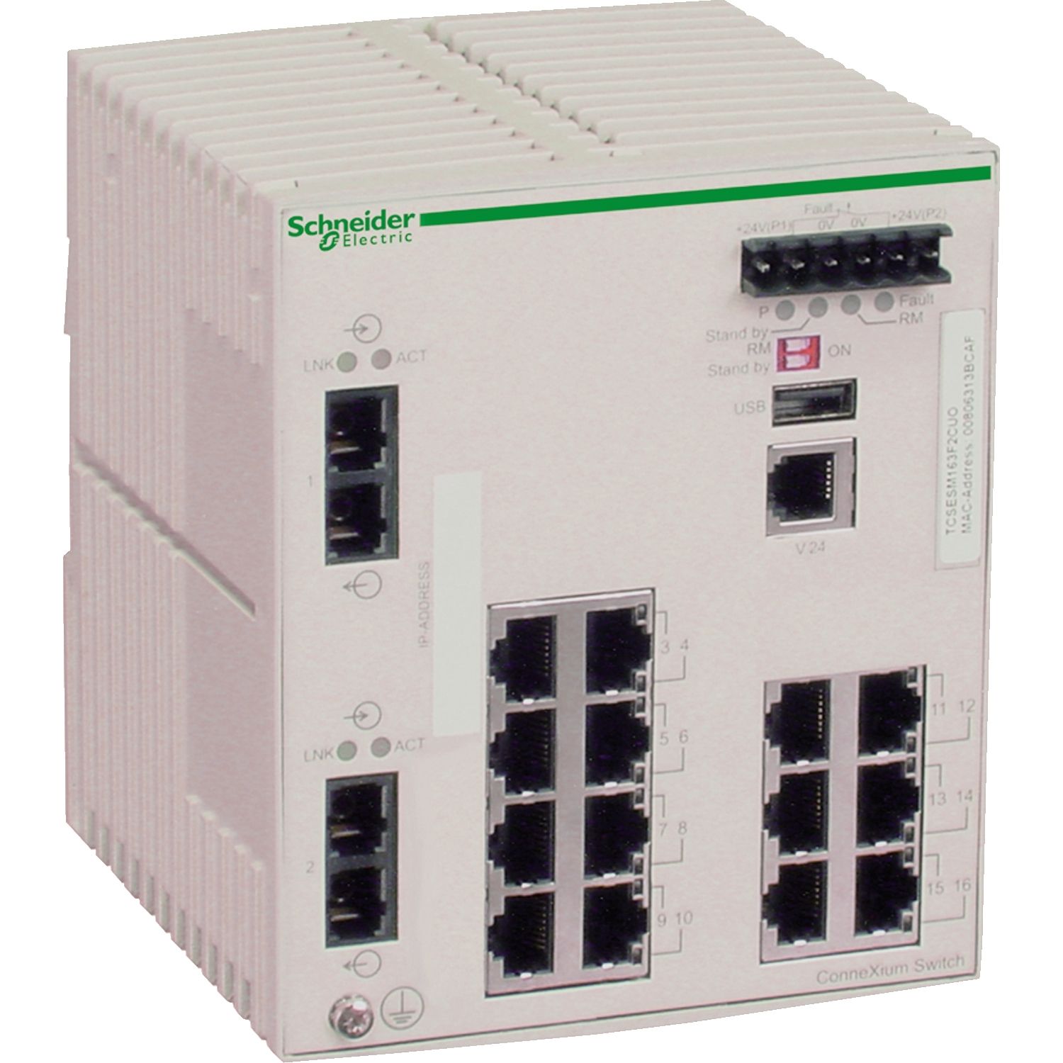 Picture of ConneXium Managed Switch - 14 ports for copper + 2 ports for fiber optic single-mode