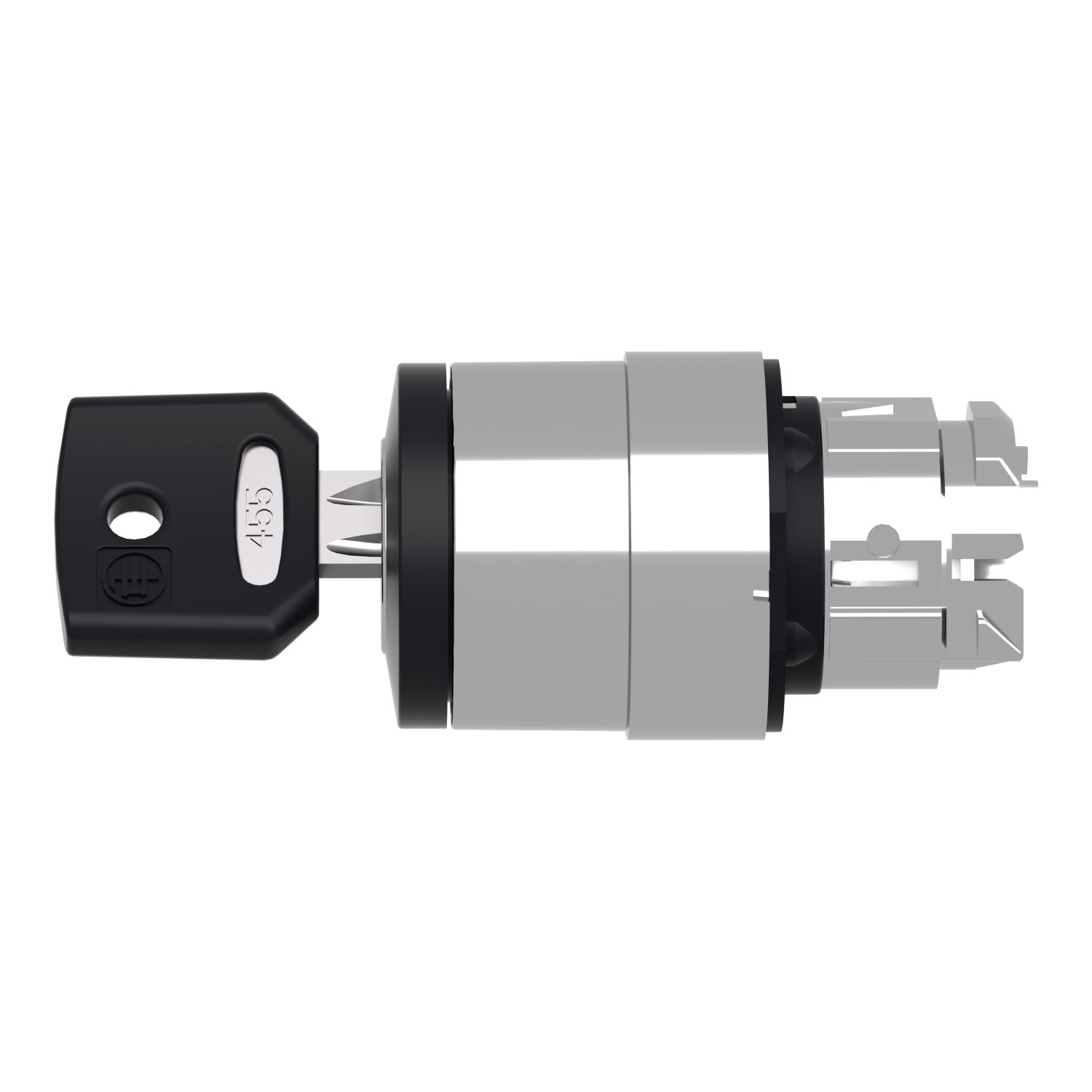 Picture of Head for key selector switch, Harmony XB4, metal, black, 22mm, key 458A, 2 positions, spring return right to left