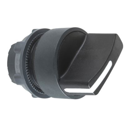Picture of Head for selector switch, Harmony XB5, plastic, black, 22mm, 2 positions, spring return from right to left