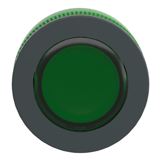 Picture of Head for illuminated push button, Harmony XB5, antimicrobial, green, white, 30mm, universal LED, plain lens