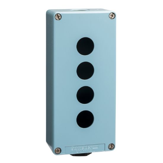 Picture of Empty control station, Harmony XAP XB2 SL, zinc alloy, blue, 4 cut-outs, Ø22, with ISO cable entries, 80 x 175 x 51.5 mm