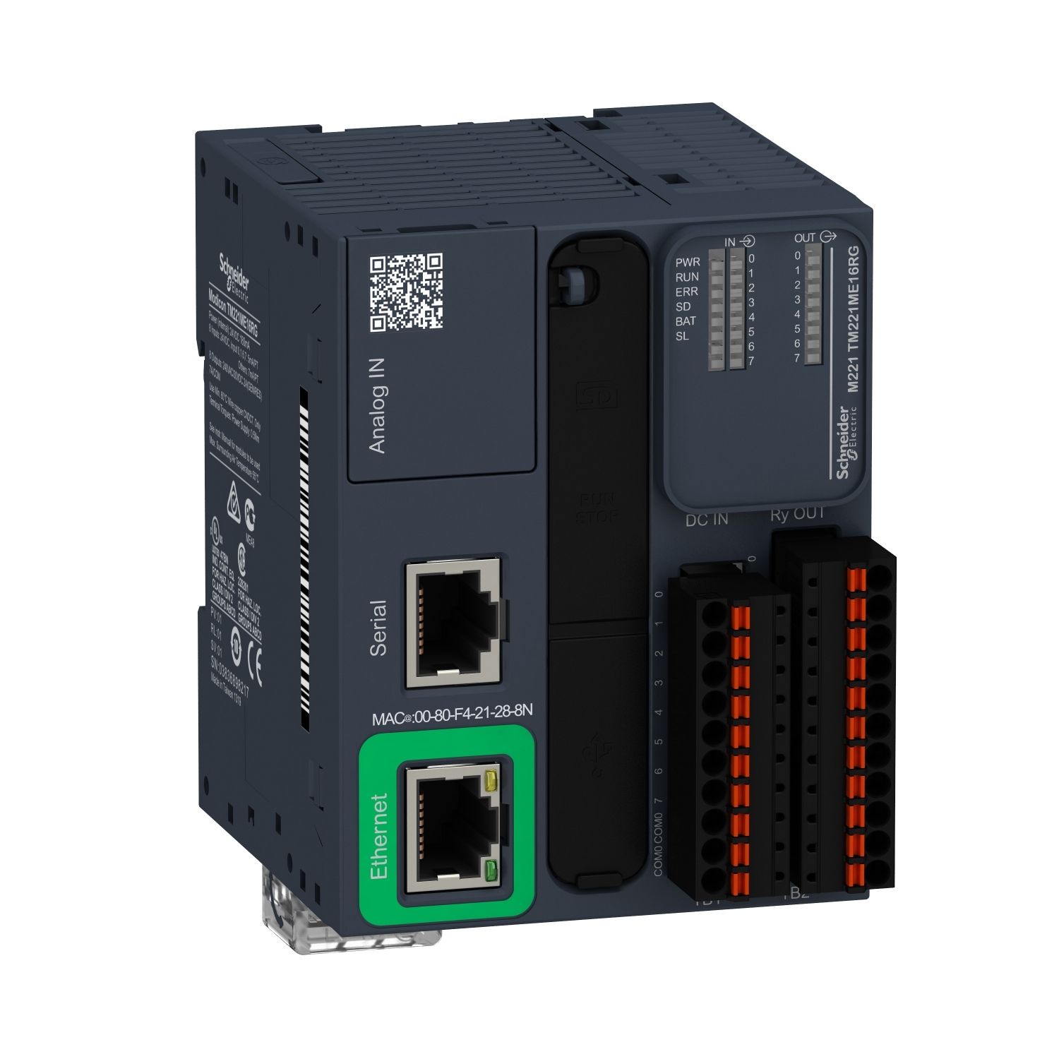 Picture of Logic controller, Modicon M221, 16 IO relay Ethernet spring