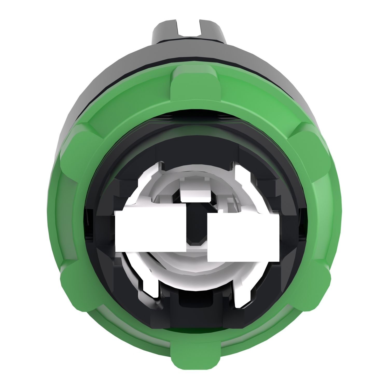 Picture of Selector switch head, Harmony XB5, plastic, black, 22mm, 3 positions, spring return from left to center