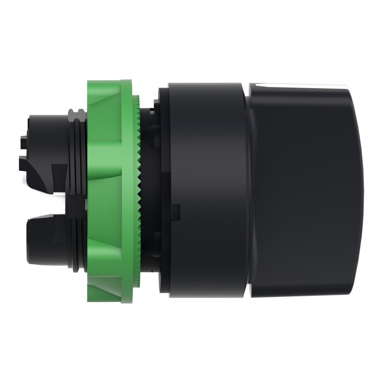 Picture of Head for selector switch, Harmony XB5, plastic, black, 22mm, 3 positions, spring return from right to center