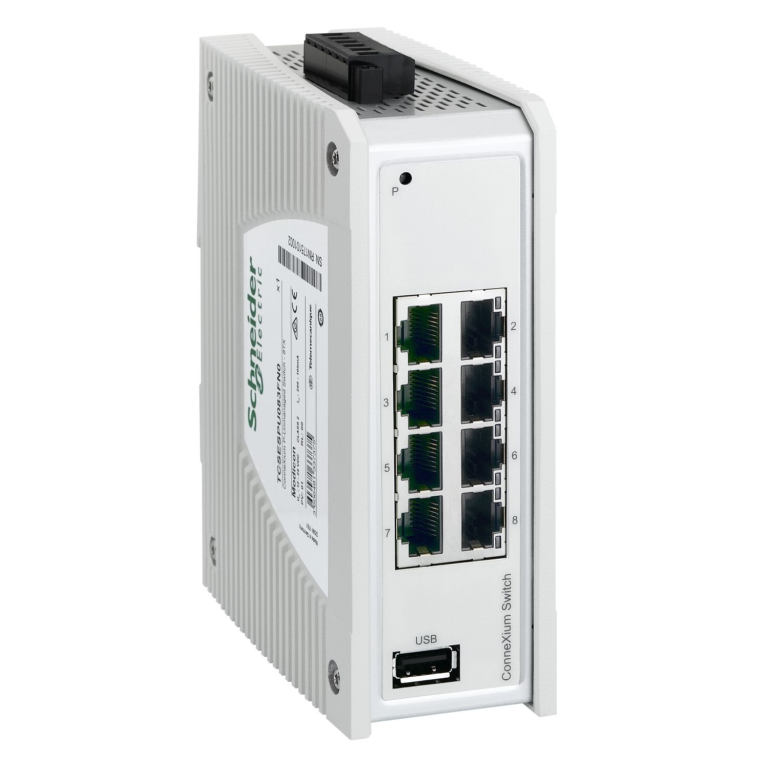Picture of network switch, Modicon Networking, premium unmanaged, 8 ports for copper