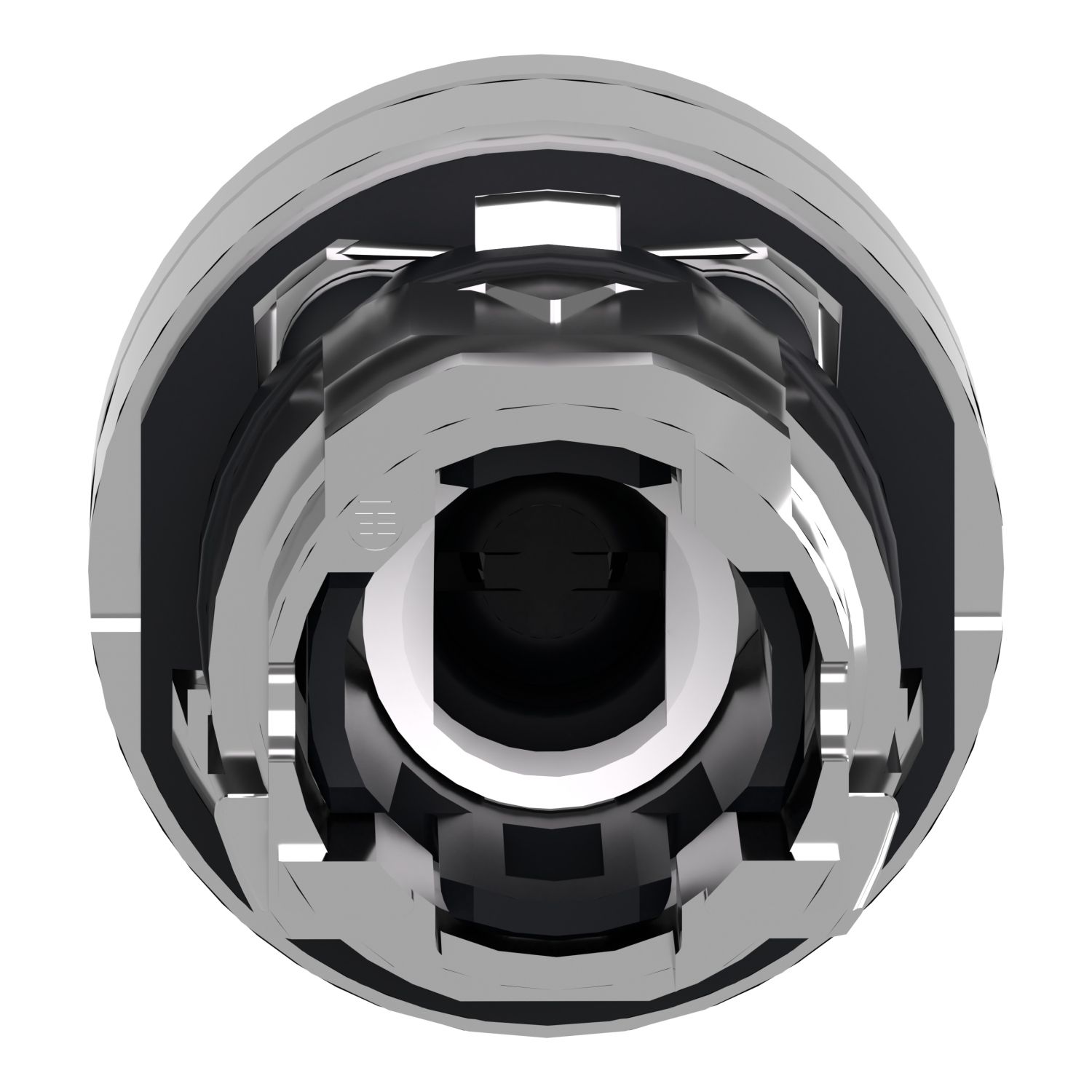 Picture of Head for illuminated push button, Harmony XB4, metal, white flush, 22mm, universal LED, push push, unmarked