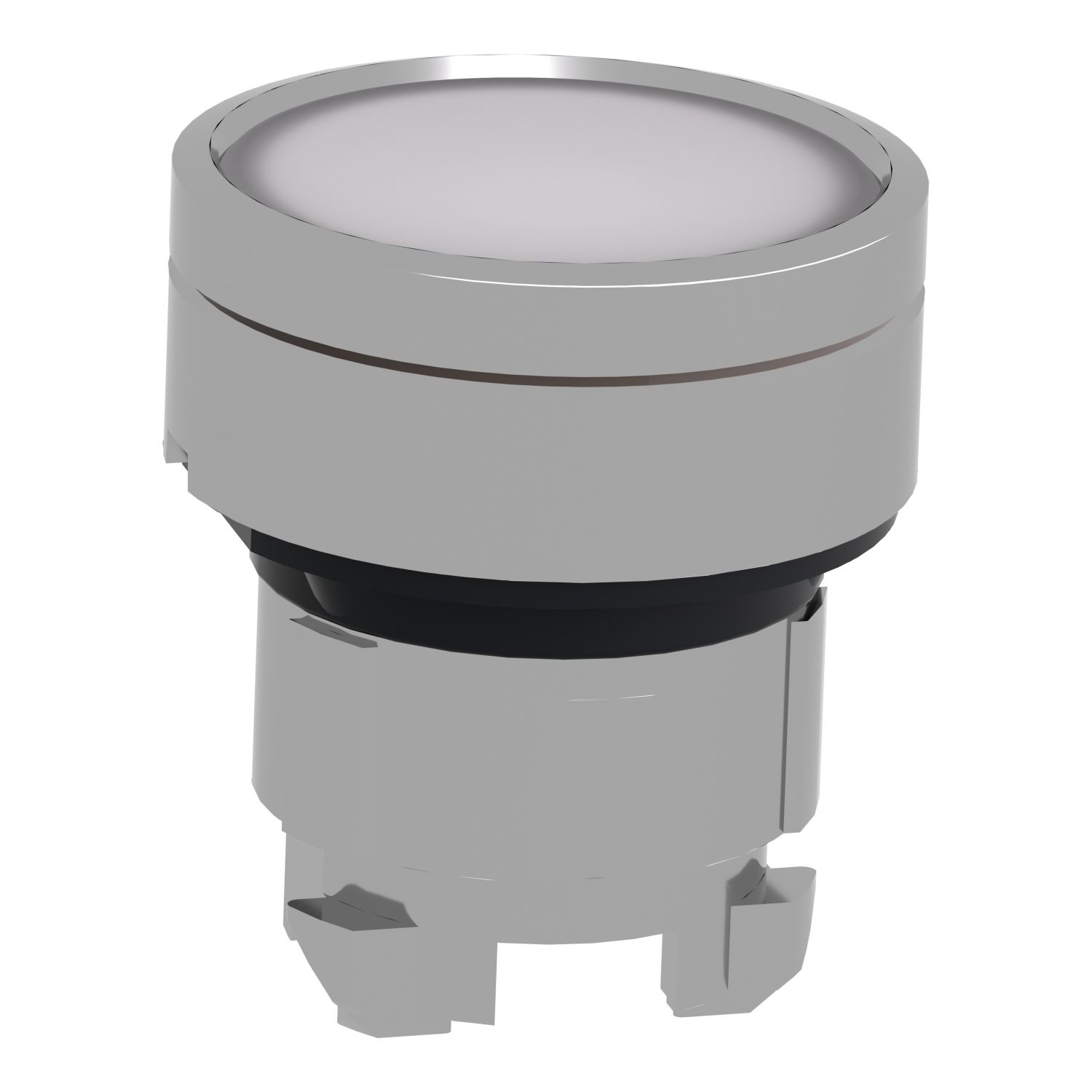Picture of Head for illuminated push button, Harmony XB4, metal, white flush, 22mm, universal LED, push push, unmarked