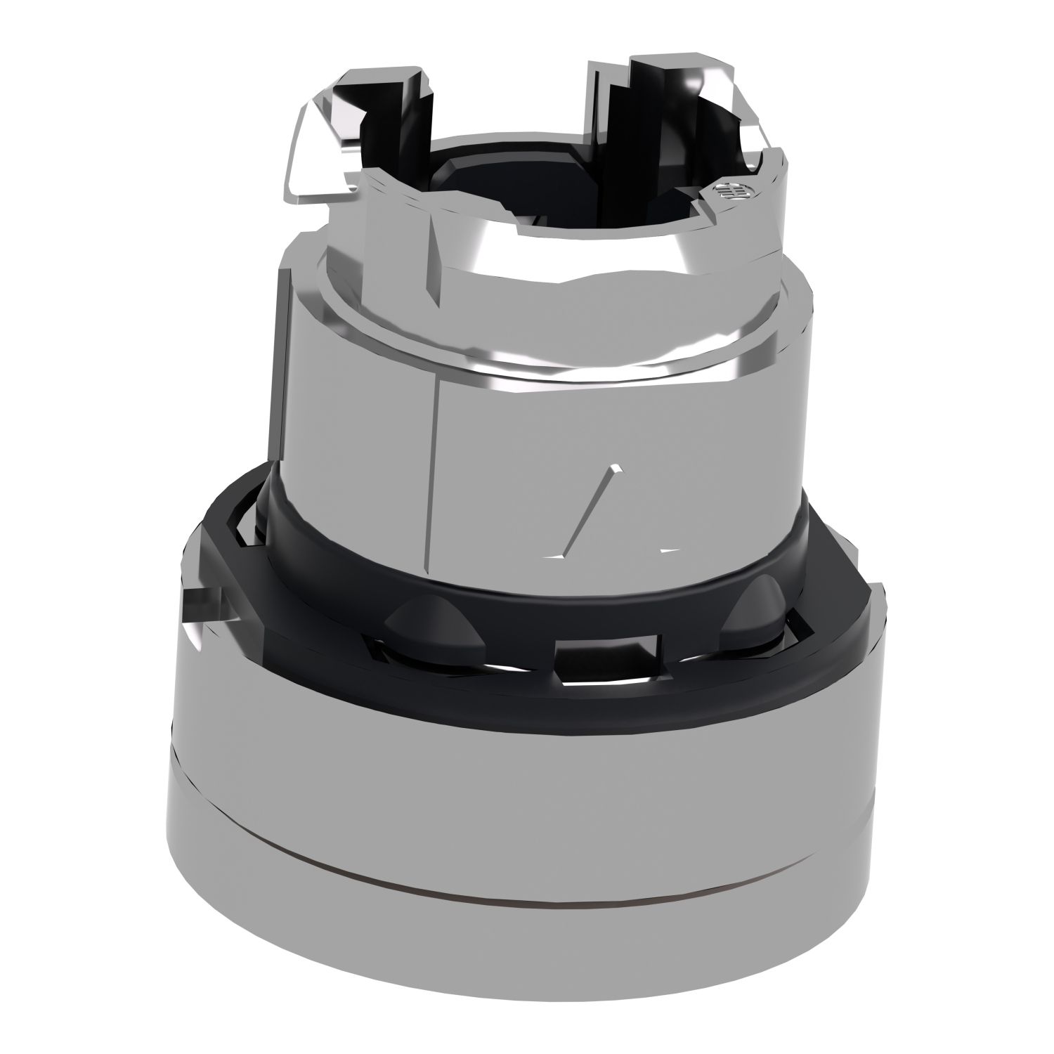 Picture of Head for illuminated push button, Harmony XB4, metal, white flush, 22mm, universal LED, push push, unmarked