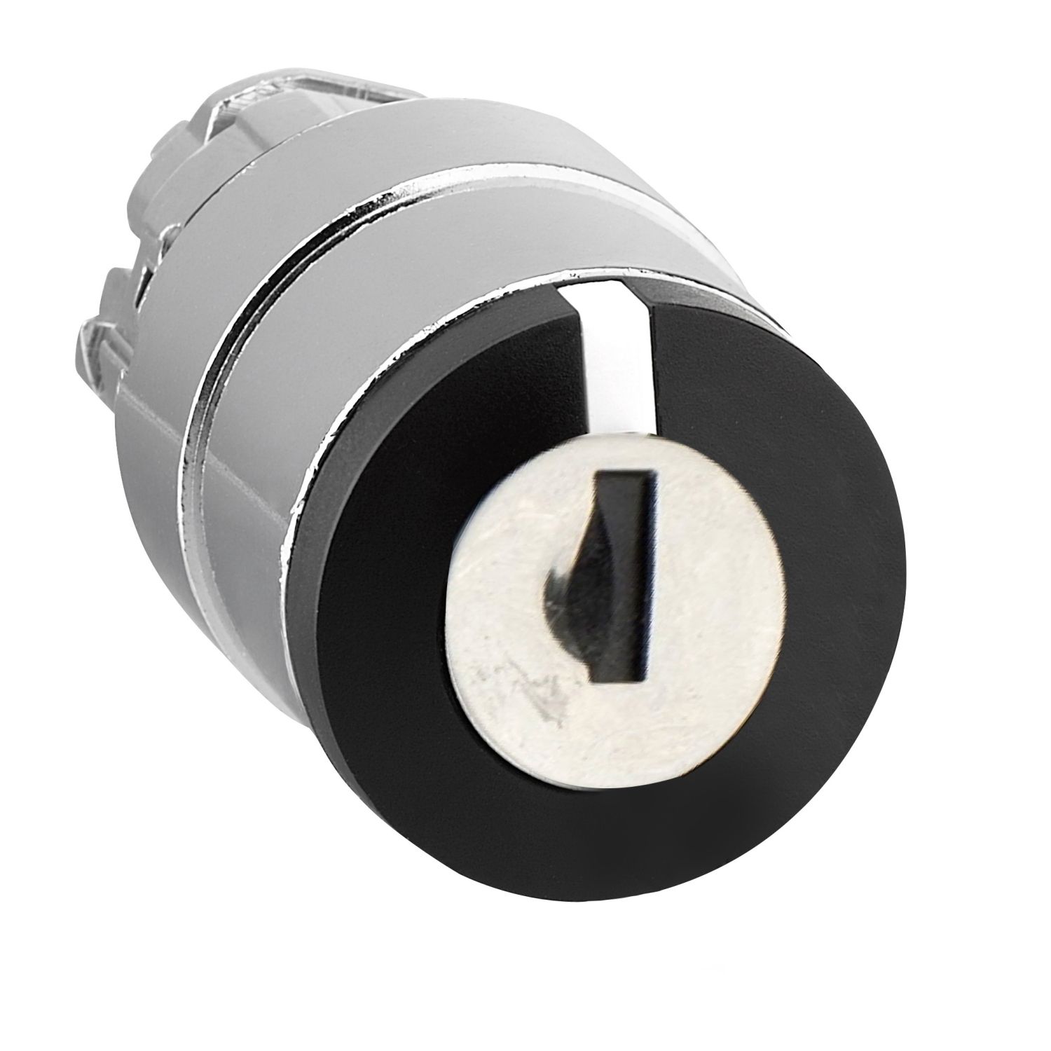 Picture of Key switch selector head, Harmony XB4, metal, black, 22mm, key 455, 3 positions, spring return to center