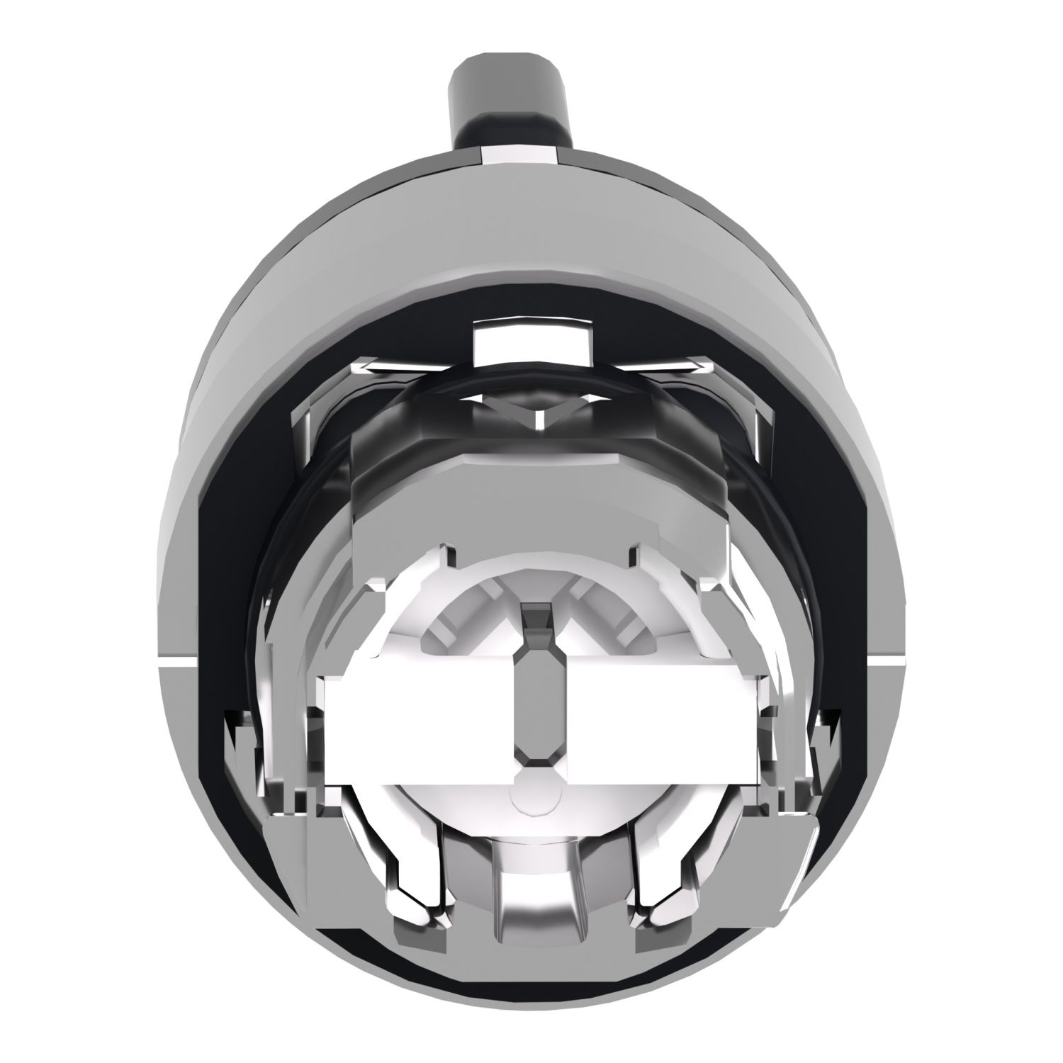 Picture of Key switch selector head, Harmony XB4, metal, black, 22mm, key 455, 3 positions, spring return to center