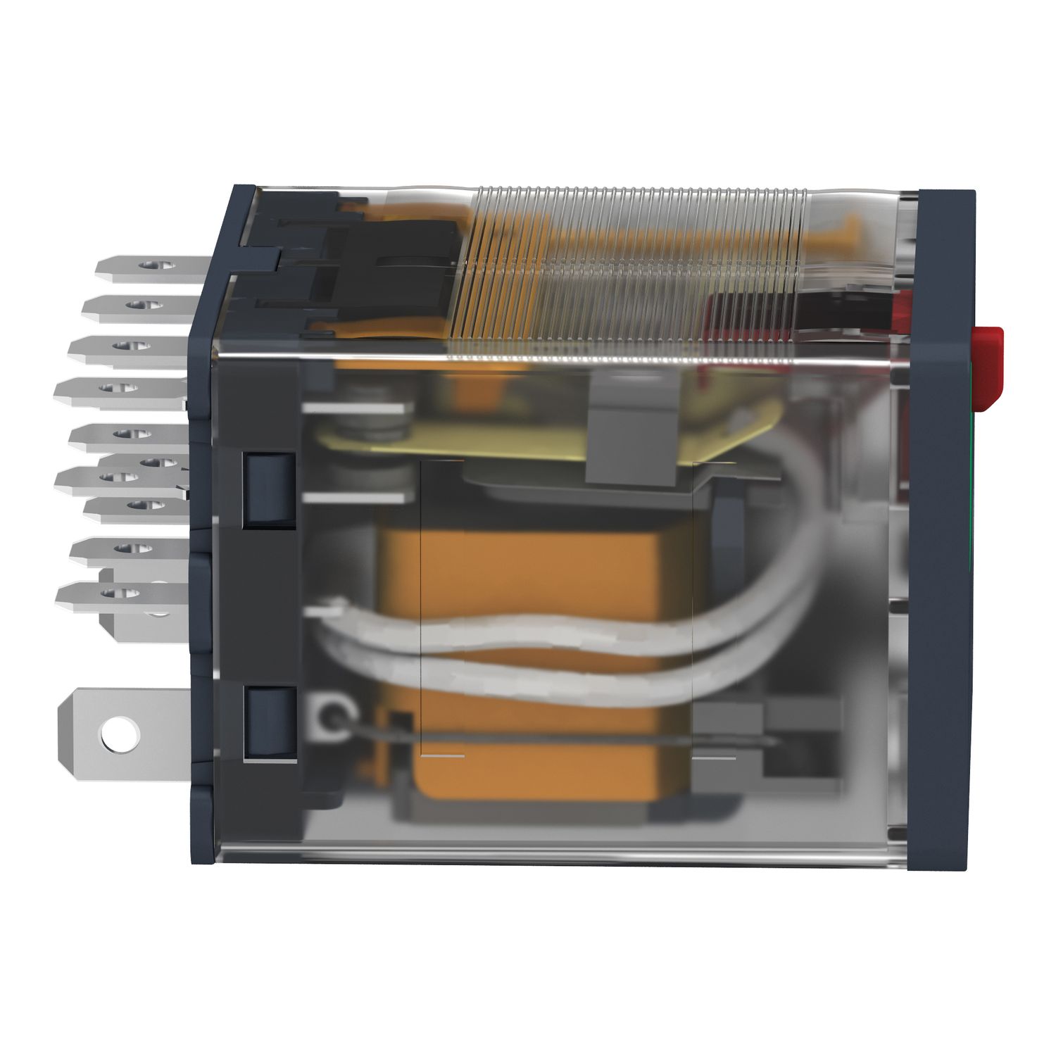 Picture of plug-in relay, Harmony electromechanical relays, 15A, 4CO, with LED, lockable test button, 230V AC