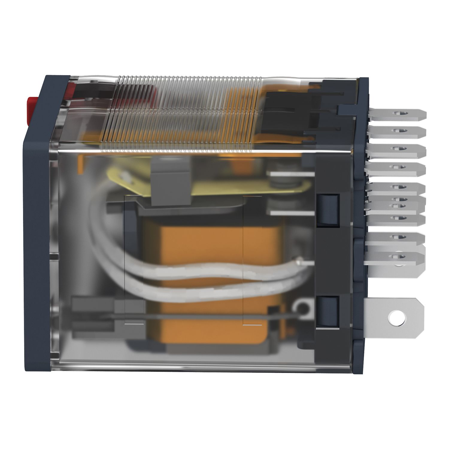 Picture of plug-in relay, Harmony electromechanical relays, 15A, 4CO, with LED, lockable test button, 230V AC