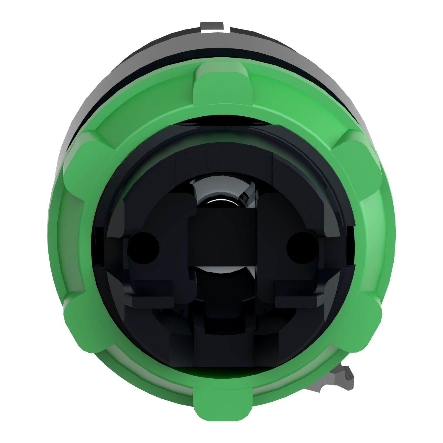 Picture of Key switch selector head, Harmony XB5, plastic, black, 22mm, key 455, 3 positions, spring return to center