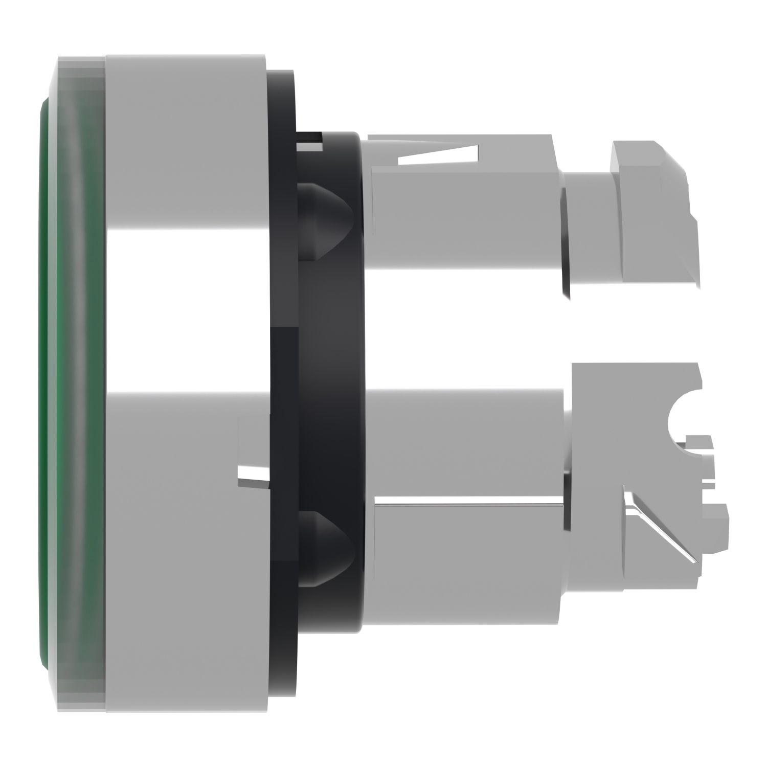 Picture of Head for illuminated push button, Harmony XB4, metal, green flush, 22mm, universal LED, push push, unmarked