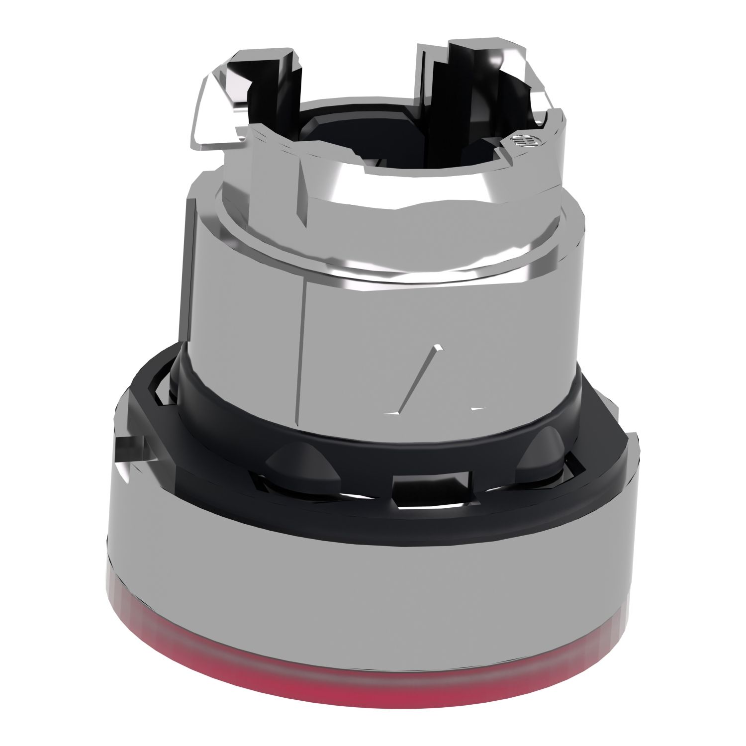 Picture of Head for illuminated push button, Harmony XB4, metal, red flush, 22mm, universal LED, push push, unmarked