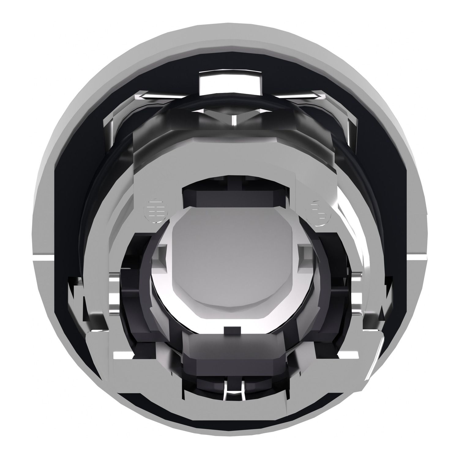 Picture of Head for illuminated push button, Harmony XB4, metal, red projecting, 22mm, push push, universal LED, unmarked