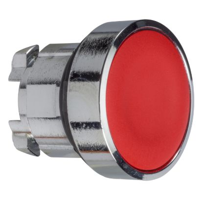 Picture of Head for non illuminated push button, Harmony XB4, metal, red, flush, 22mm, push push, unmarked