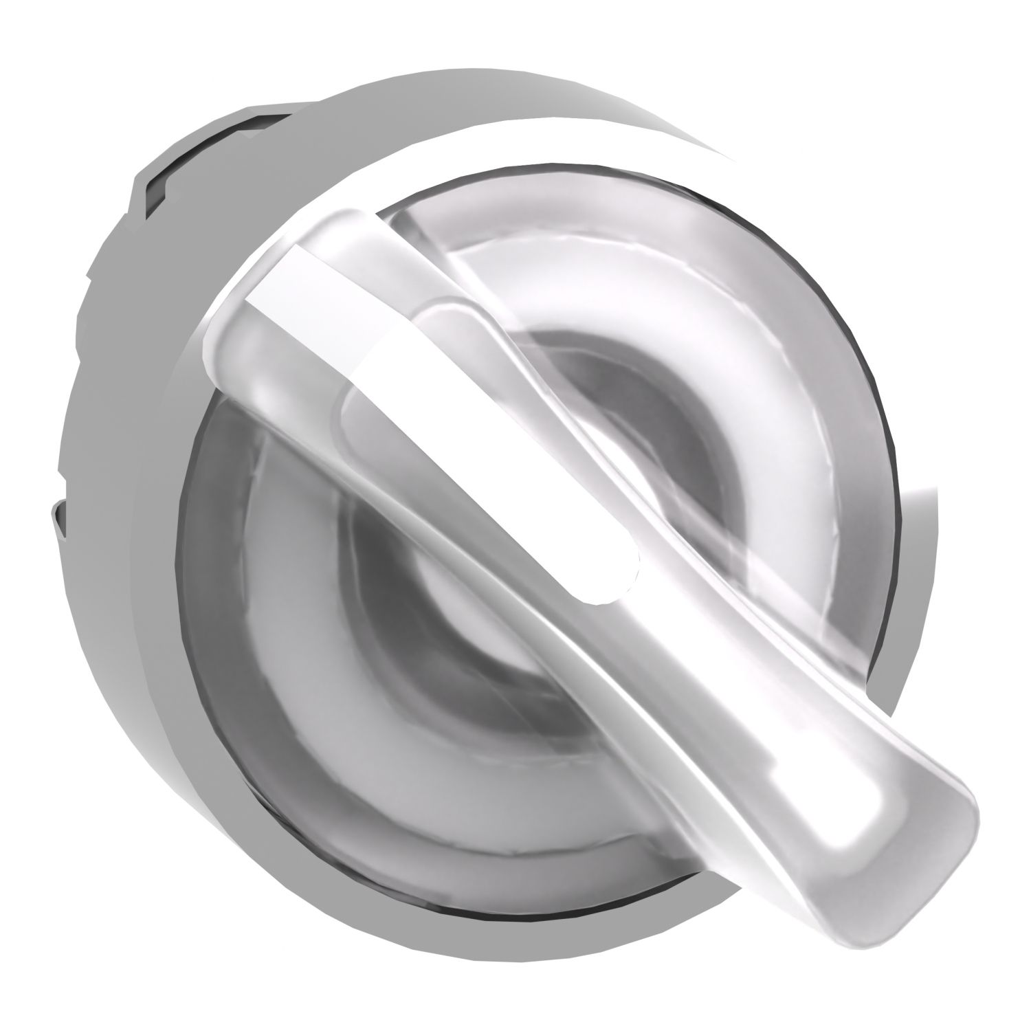 Picture of Head for illuminated selector switch, Harmony XB4, metal, white handle, 22mm, universal LED, 2 positions, stay put