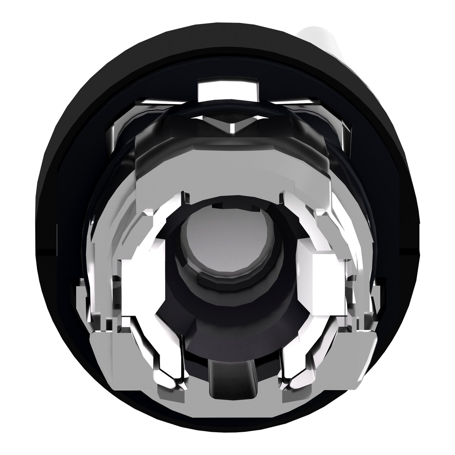 Picture of Head for illuminated selector switch, Harmony XB4, universal LED,  black metal, white handle, 22mm, 2 positions, stay put