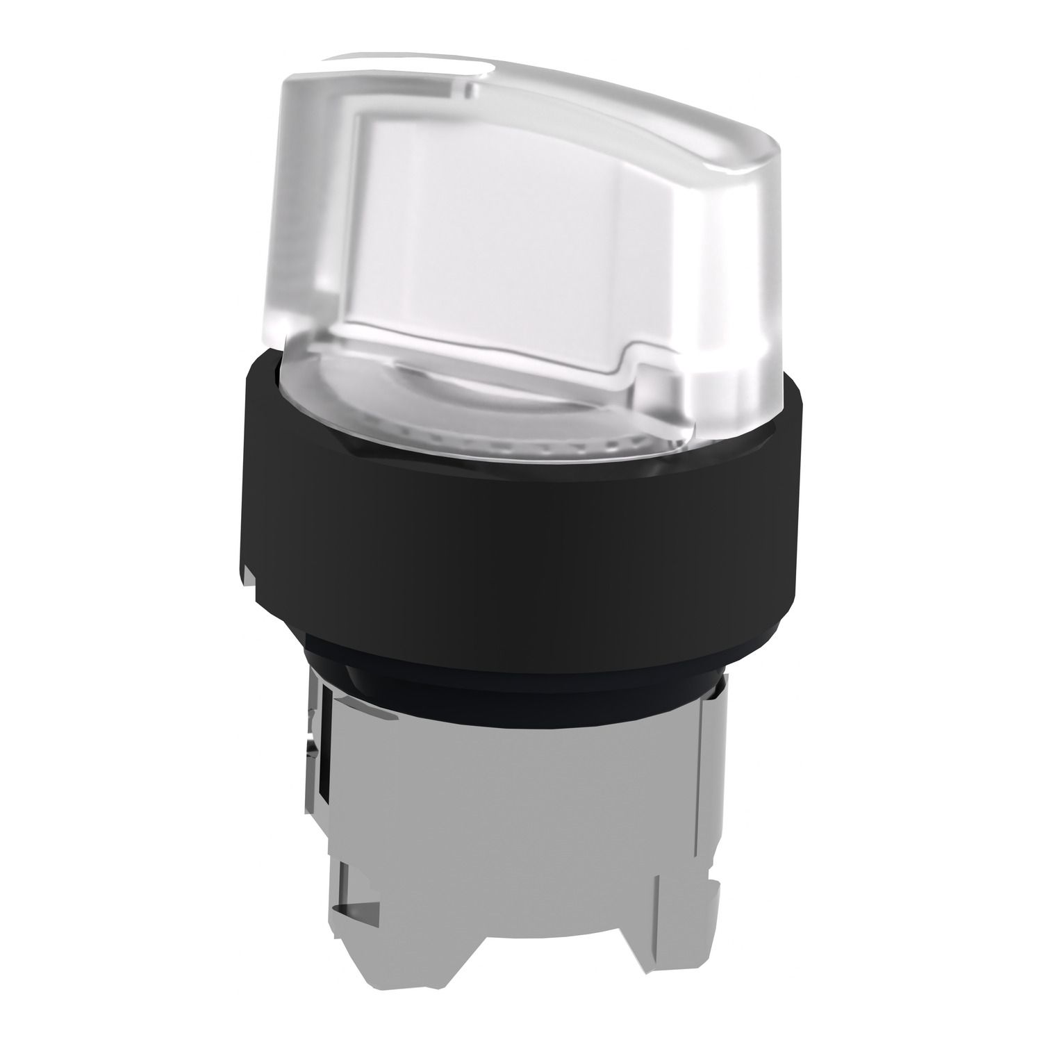 Picture of Head for illuminated selector switch, Harmony XB4, universal LED,  black metal, white handle, 22mm, 2 positions, stay put