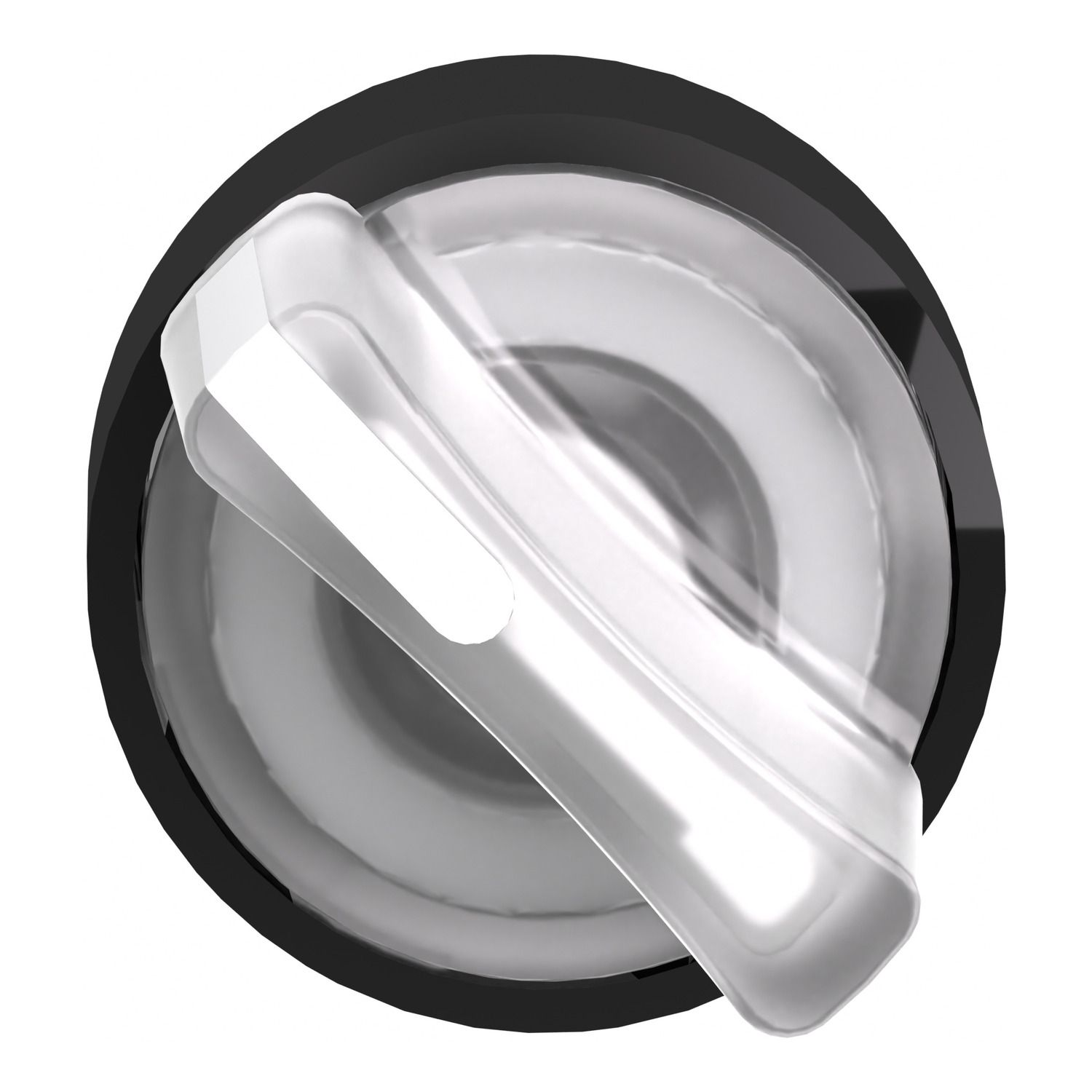 Picture of Head for illuminated selector switch, Harmony XB4, universal LED,  black metal, white handle, 22mm, 2 positions, stay put