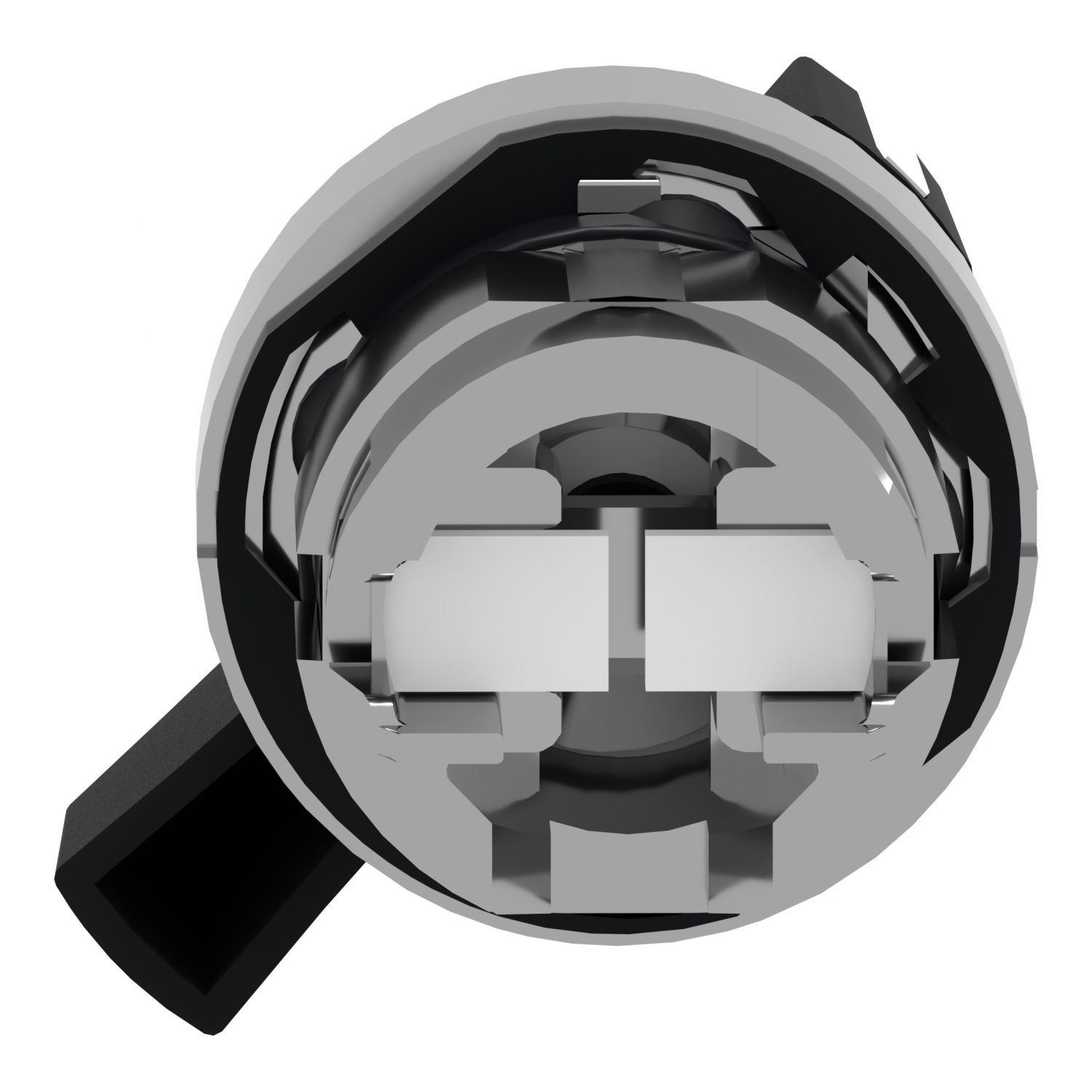 Picture of Selector switch head, Harmony XB4, metal, black, 22mm, long handle, 2 positions, spring return right to left