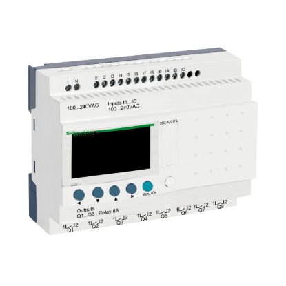 Picture of compact smart relay, Zelio Logic SR2 SR3, 20 IO, 100 to 240V AC, no clock, display