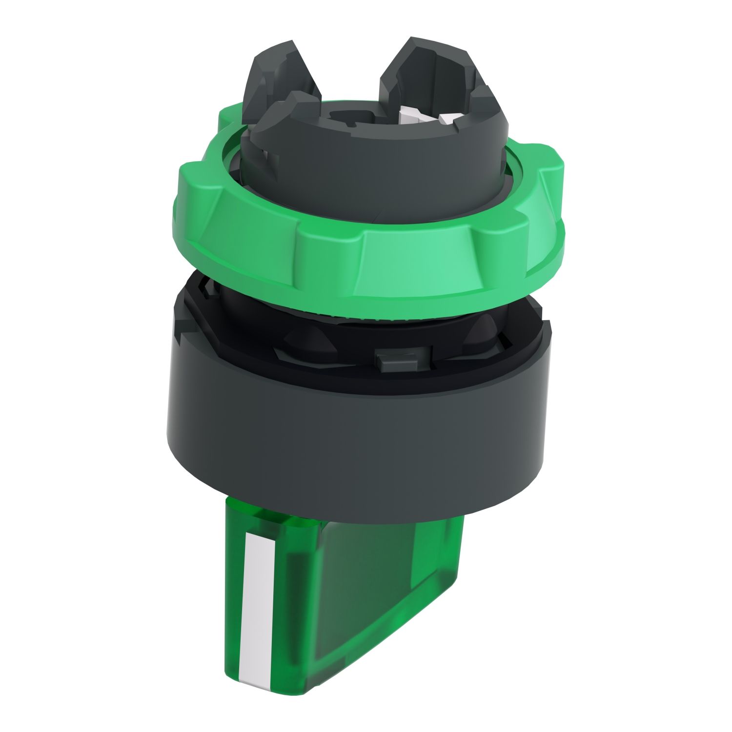 Picture of Head for illuminated selector switch, Harmony XB5, Harmony XALF, grey plastic, green handle, 22mm, universal LED, 2 positions