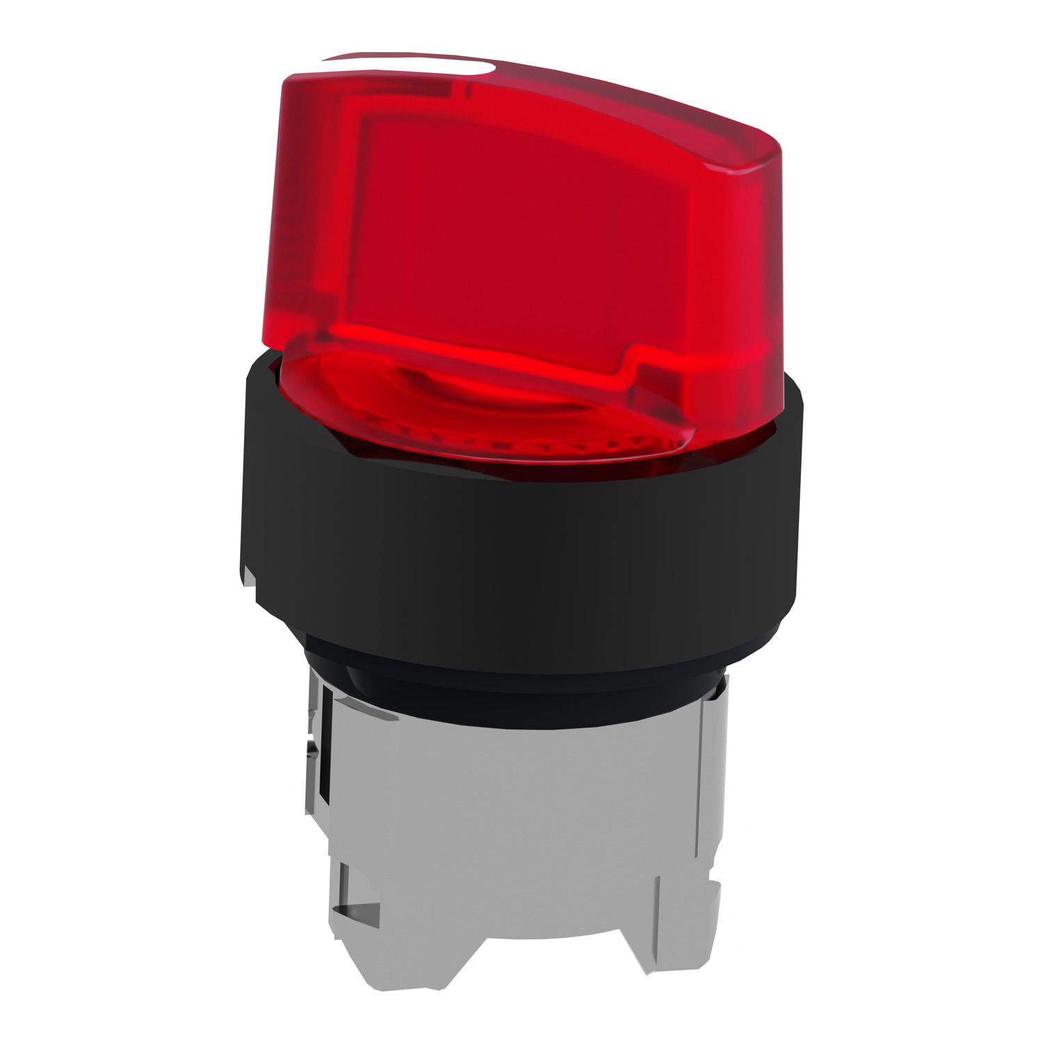 Picture of Head for illuminated selector switch, Harmony XB4, black metal, red handle, 22mm, universal LED, 2 positions, stay put