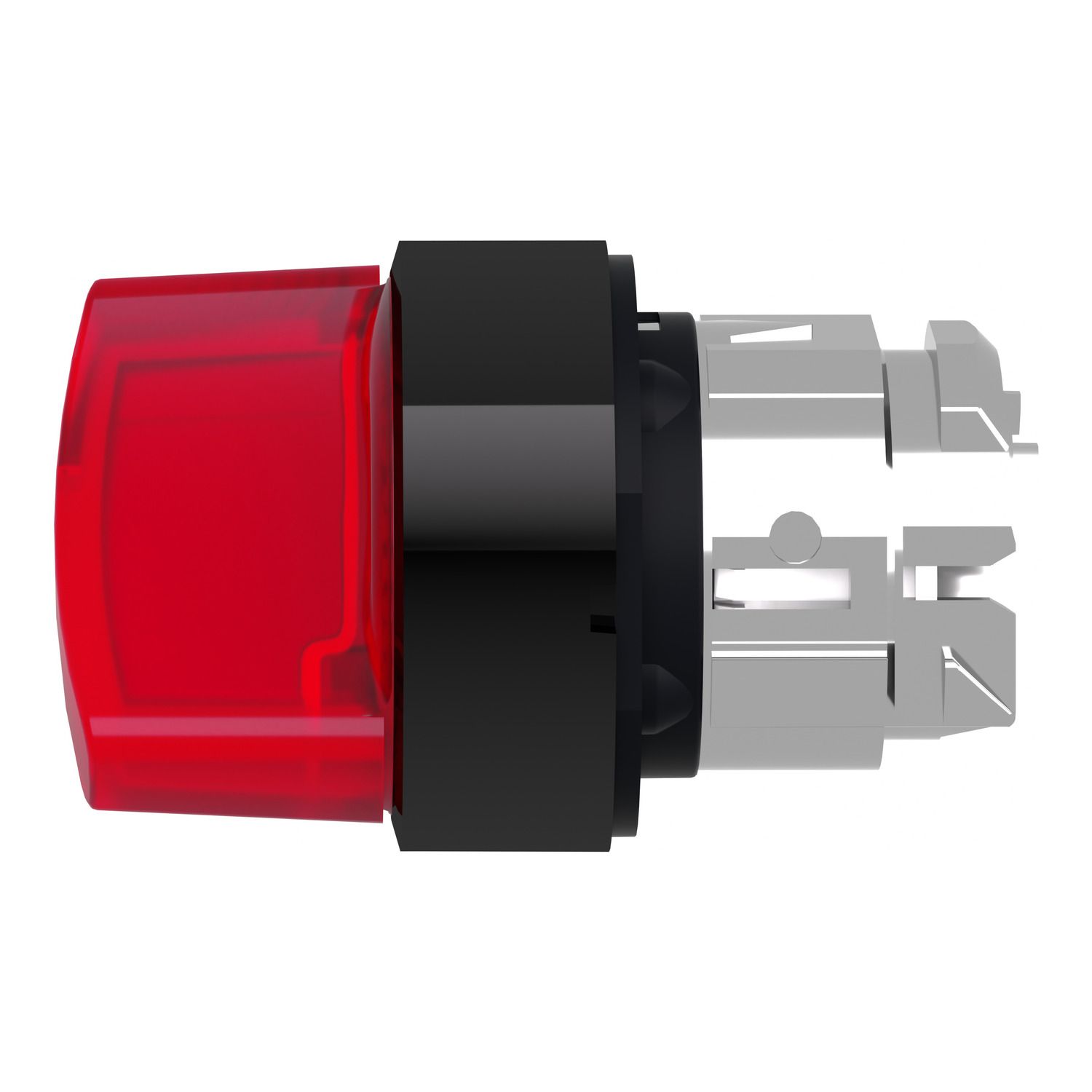 Picture of Head for illuminated selector switch, Harmony XB4, black metal, red handle, 22mm, universal LED, 2 positions, stay put