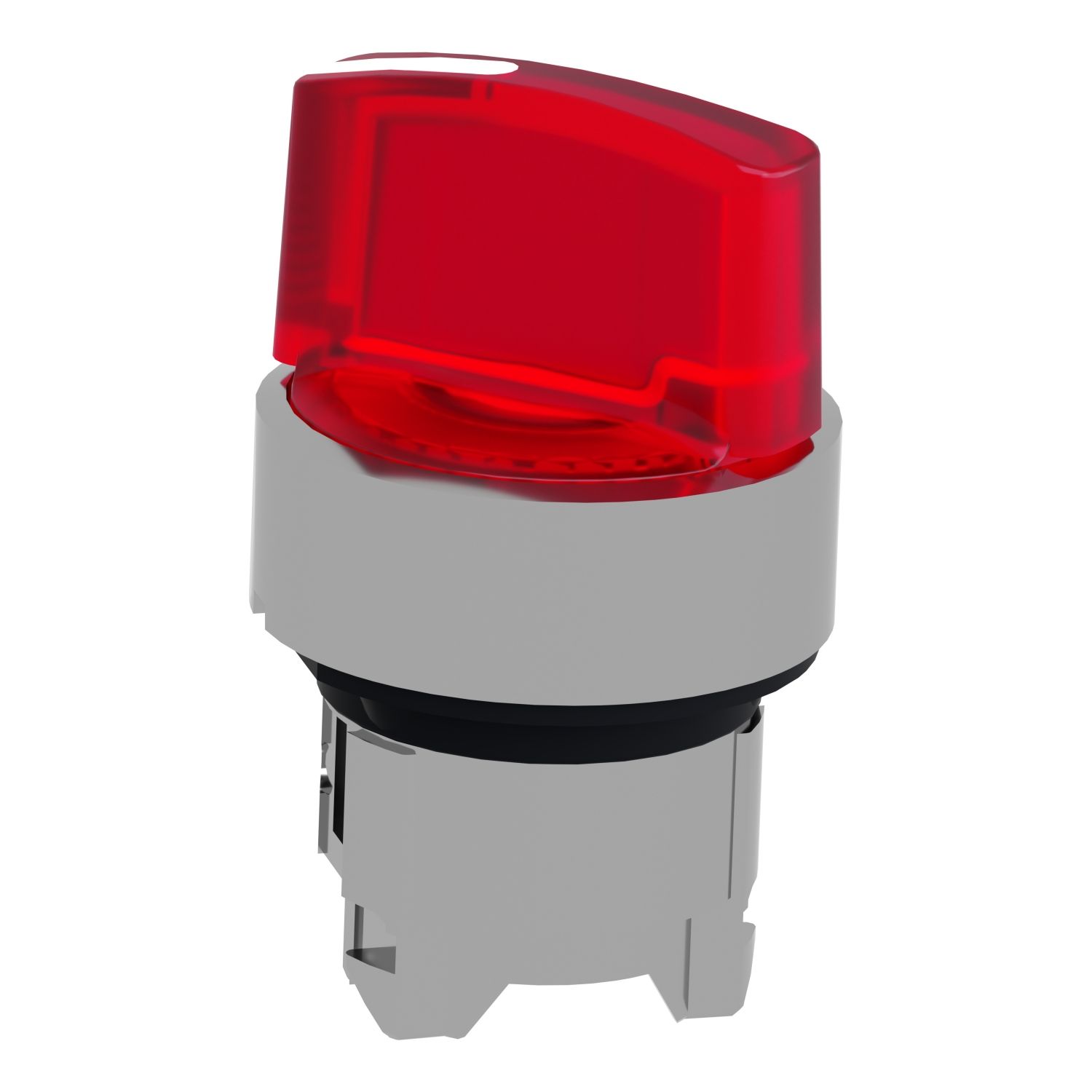 Picture of Head for illuminated selector switch, Harmony XB4, universal LED,  red handle, 22mm, 2 positions, spring return