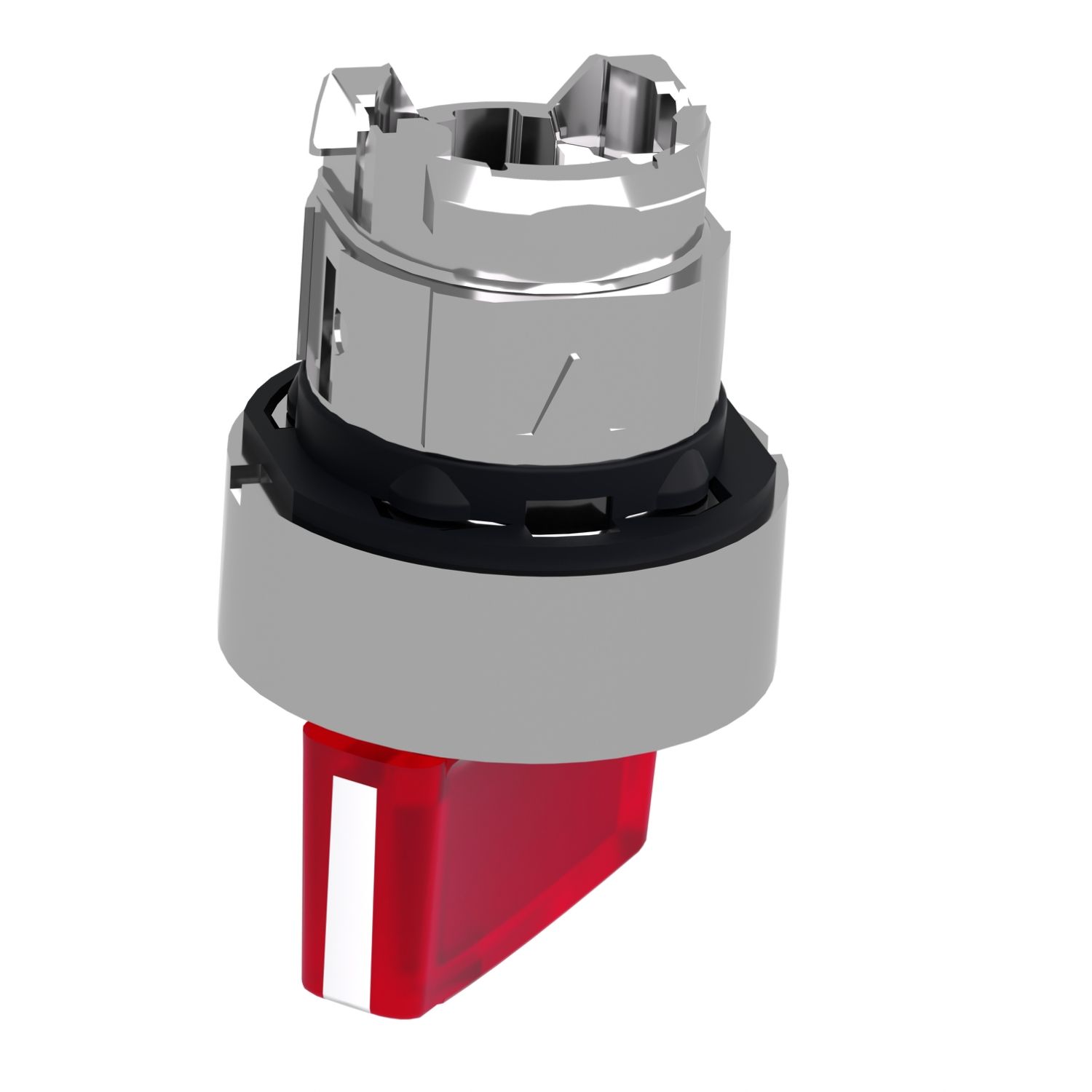 Picture of Head for illuminated selector switch, Harmony XB4, universal LED,  red handle, 22mm, 2 positions, spring return